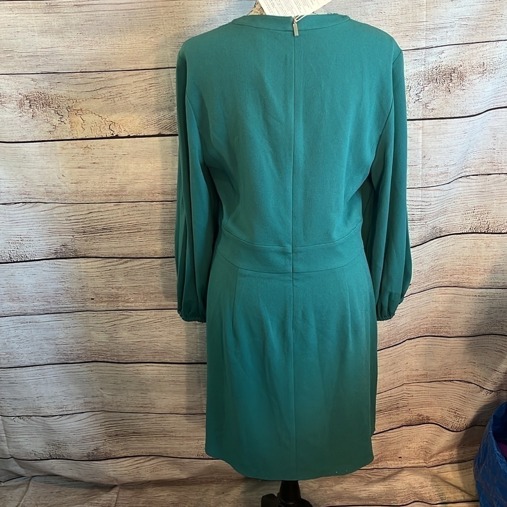 Tibi Savanna Cutout Dress NWT Long Sleeves Keyhole Waist Teal Lined Size 10 - Picture 7 of 14